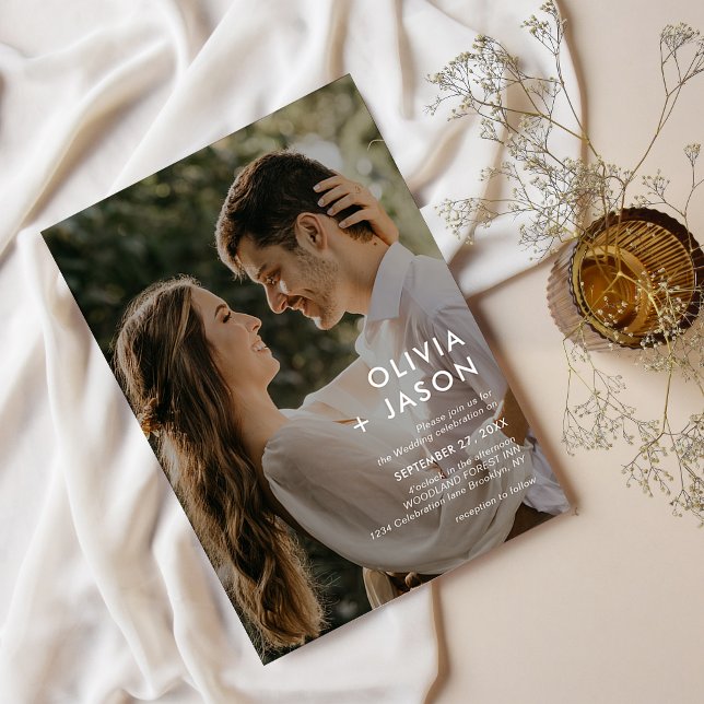 Invitación Boda fotográfico contemporáneo simple y minimalist (Subido por el creador)