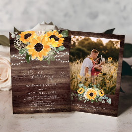Invitación Boda fotográfico Country Sunflower Wood