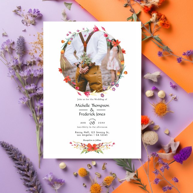 Invitación Boda fotográfico de acuarela Boda de flores silves (Subido por el creador)