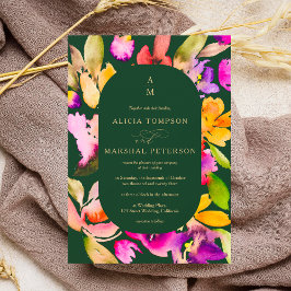 Invitación Boda fotográfico de acuarela floral de otoño en ne