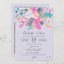 Invitación Boda fotográfico de acuarela floral salvaje secado