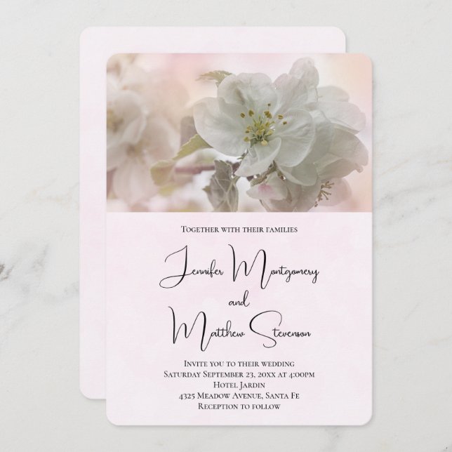 Invitación Boda fotográfico de Apple Blossom (Anverso / Reverso)