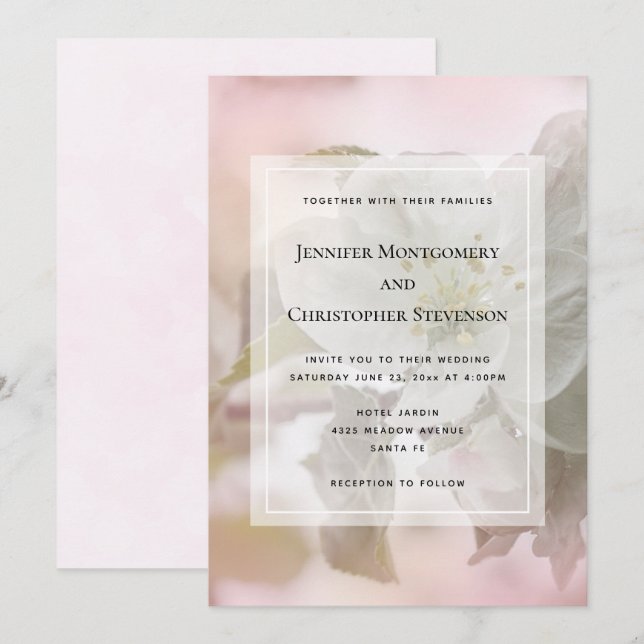 Invitación Boda fotográfico de Apple Blossom (Anverso / Reverso)