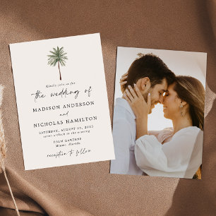 Invitación Boda fotográfico de árbol de palmas mínimo