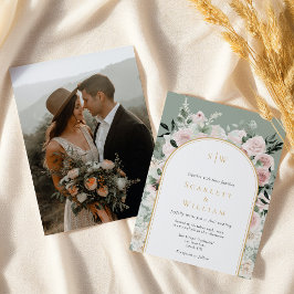 Invitación Boda fotográfico de arca dorada Rosa turbio