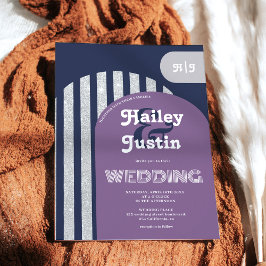 Invitación Boda fotográfico de arco de plata marina de los añ