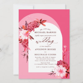 Invitación Boda fotográfico de Arco Rosado con Flores de Otoñ