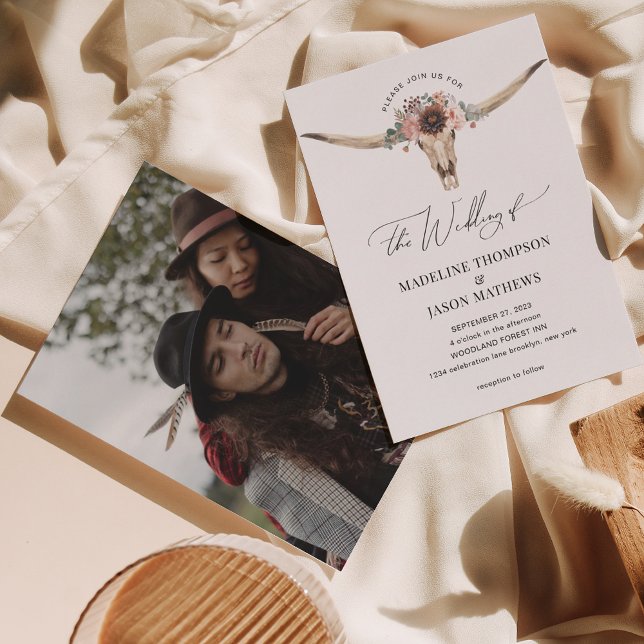 Invitación Boda fotográfico de Bohemia floral occidental (Subido por el creador)