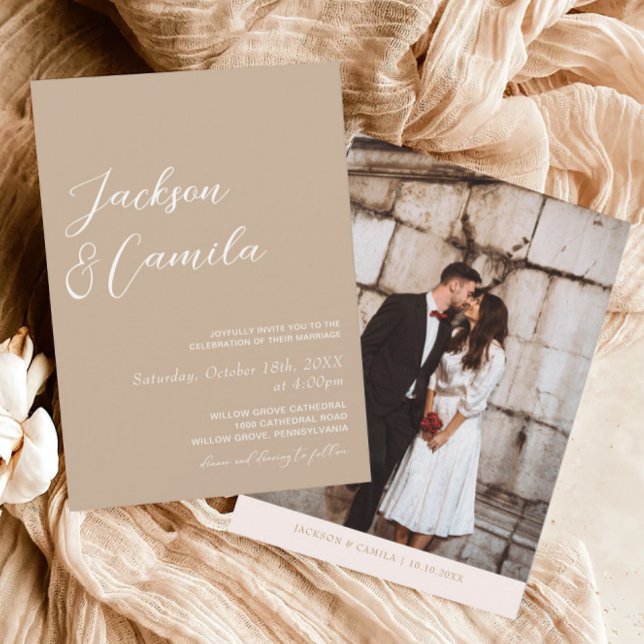 Invitación Boda fotográfico de Boho Beige (Subido por el creador)