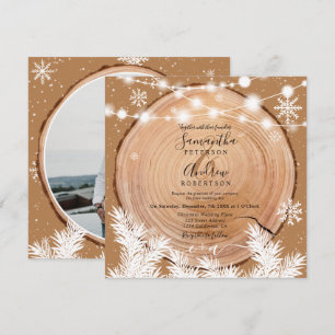 Invitación Boda fotográfico de boho de leña de nieve rusa
