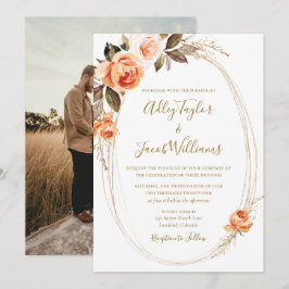 Invitación Boda fotográfico de Boho Fall Floral Burnt Naranja