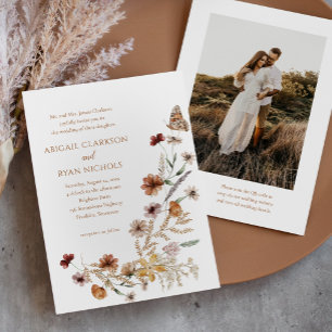 Invitación Boda fotográfico de Boho Wildflower Floral QR