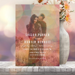 Invitación Boda fotográfico de Bokeh Overlay de color moderno