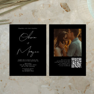 Invitación Boda fotográfico de caligrafía contemporánea Códig