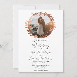Invitación Boda fotográfico de caligrafía de Relieve metaliza