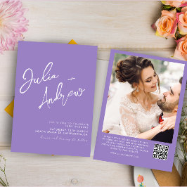 Invitación Boda fotográfico de código QR con guión mínimo de