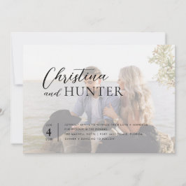 Invitación Boda fotográfico de código QR con guión moderno