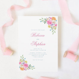 Invitación Boda fotográfico de código QR de floral de jardín 