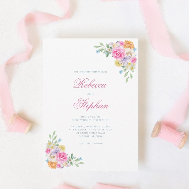 Invitación Boda fotográfico de código QR de floral de jardín  (Subido por el creador)