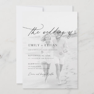 Invitación Boda fotográfico de código QR de guión Boho