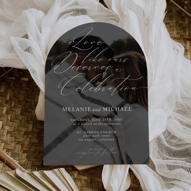 Invitación Boda fotográfico de código QR de guión moderno clá (Subido por el creador)