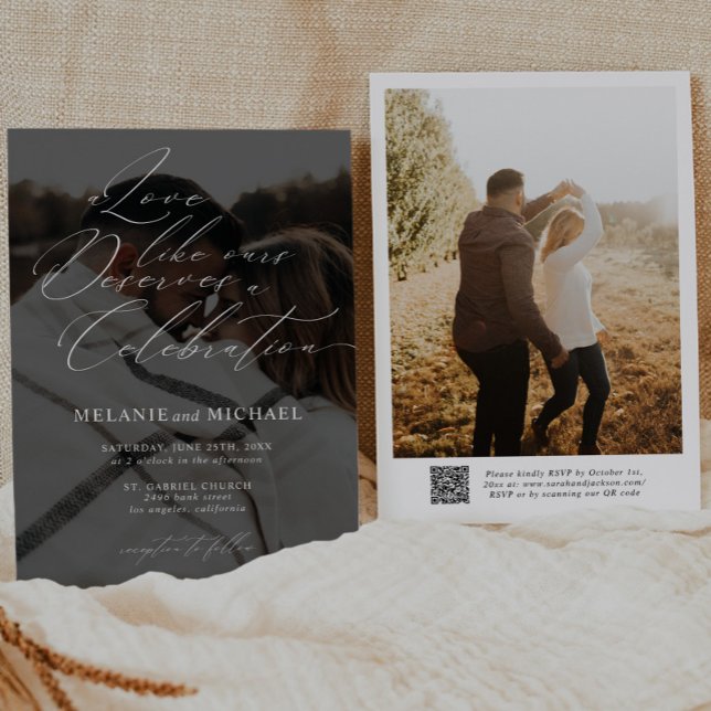 Invitación Boda fotográfico de código QR de guión moderno clá (Subido por el creador)