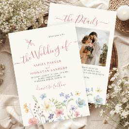 Invitación Boda fotográfico de código qr de la flor silvestre