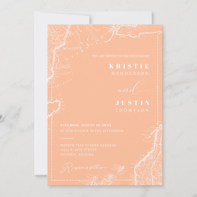 Invitación Boda fotográfico de código QR de viaje retro de ba (Anverso)