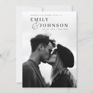 Invitación Boda fotográfico de código QR en blanco y negro es