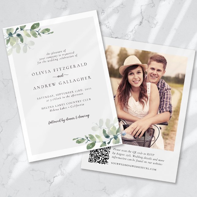 Invitación Boda fotográfico de código QR Eucalyptus (Subido por el creador)