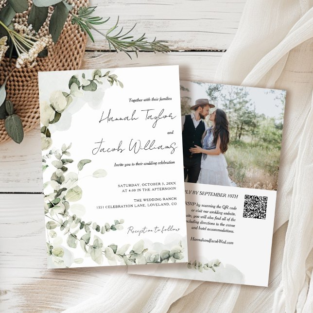 Invitación Boda fotográfico de código QR Eucalyptus (Subido por el creador)