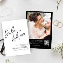 Boda fotográfico de código QR mínimo en blanco y n