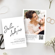 Boda fotográfico de código QR mínimo en blanco y n