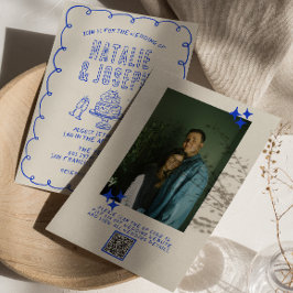 Invitación Boda fotográfico de código QR Quirky con escrúpulo