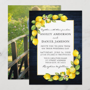 Invitación Boda fotográfico de color de agua Lemons Greenery 