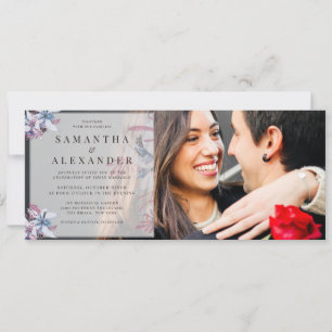 Invitación Boda fotográfico de color floral de invierno de pr