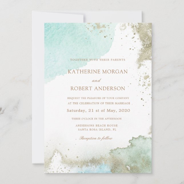 Invitación Boda fotográfico de color pastel azul (Anverso)