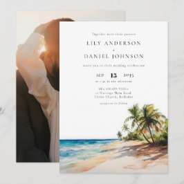 Invitación Boda fotográfico de destino de playa tropical