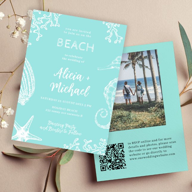 Invitación Boda fotográfico de destino de QR CODE Beach (Subido por el creador)