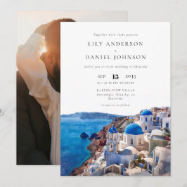 Invitación Boda fotográfico de destino de Santorini Grecia