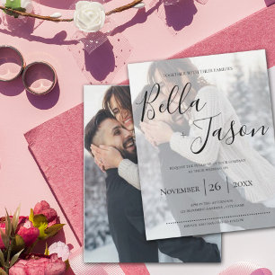 Invitación Boda fotográfico de efecto Vellum de imitación de
