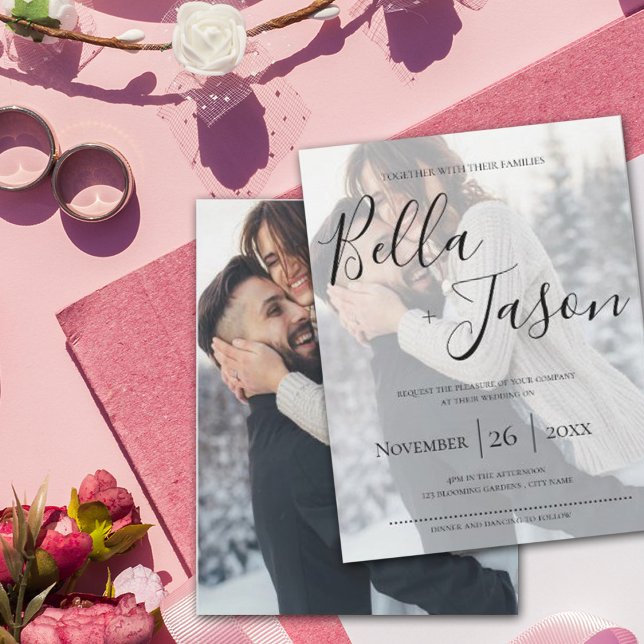 Invitación Boda fotográfico de efecto Vellum de imitación de  (Subido por el creador)