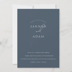 Invitación Boda fotográfico de escritura de opulencia azul mí