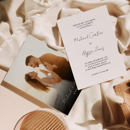 Invitación Boda fotográfico de escritura mínima clásica de es