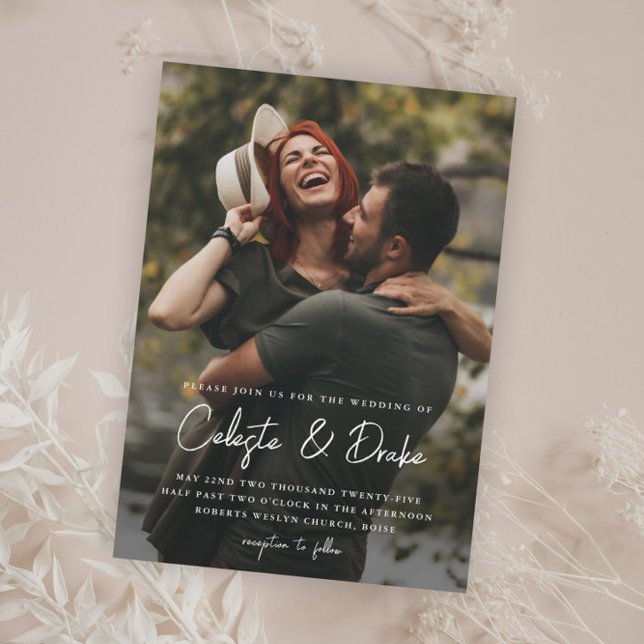 Invitación Boda fotográfico de escritura moderna (Subido por el creador)