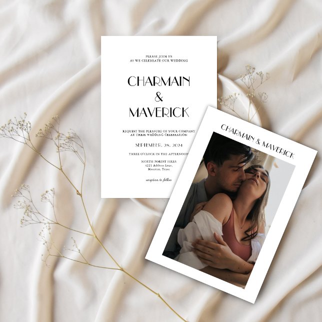 Invitación Boda fotográfico de escritura negrita (Subido por el creador)