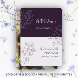 Invitación Boda fotográfico de esquema de follaje púrpura osc