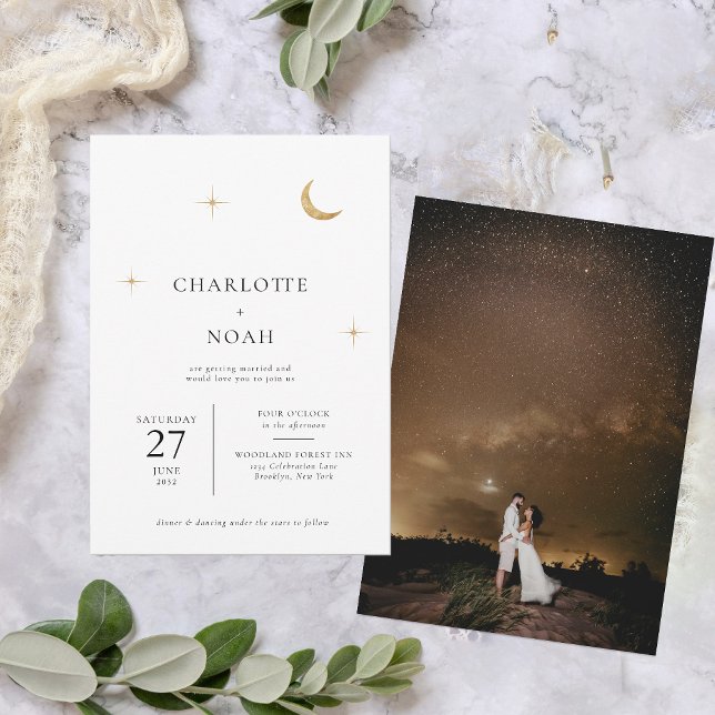 Invitación Boda fotográfico de estrellas clásicas de la luna  (Subido por el creador)