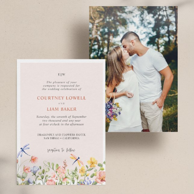 Invitación BODA fotográfico de flores blandas y libagonflies  (Subido por el creador)