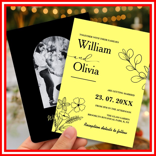 Invitación Boda fotográfico de flores silvestres amarillas de (Subido por el creador)